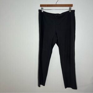 Eileen Fisher Womens Straight Leg Pants Black Elastic Waist Pull-On Size L Large